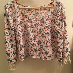 Floral Lace Blouse with bell sleeves